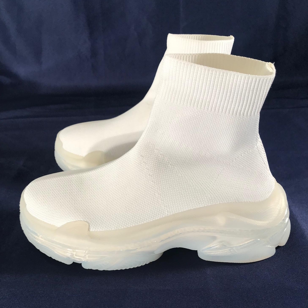 Liliana White High-Top Sock Sneakers